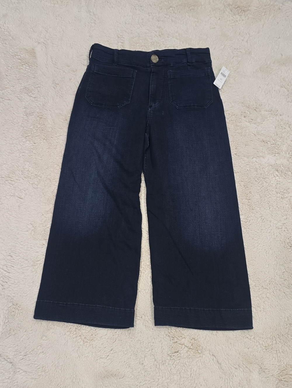 Maeve Dark Indigo Wide-Leg Crop Jeans